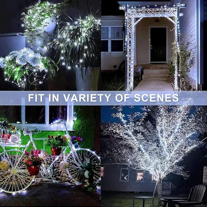 JMEXSUSS Total 400 LED White Solar Christmas Lights Outdoor Waterproof, 2 Pack 66ft Solar String Lights, 8 Modes Solar Fairy Lights for Yard Patio Tree Christmas Decor by GreenHaven Gardens