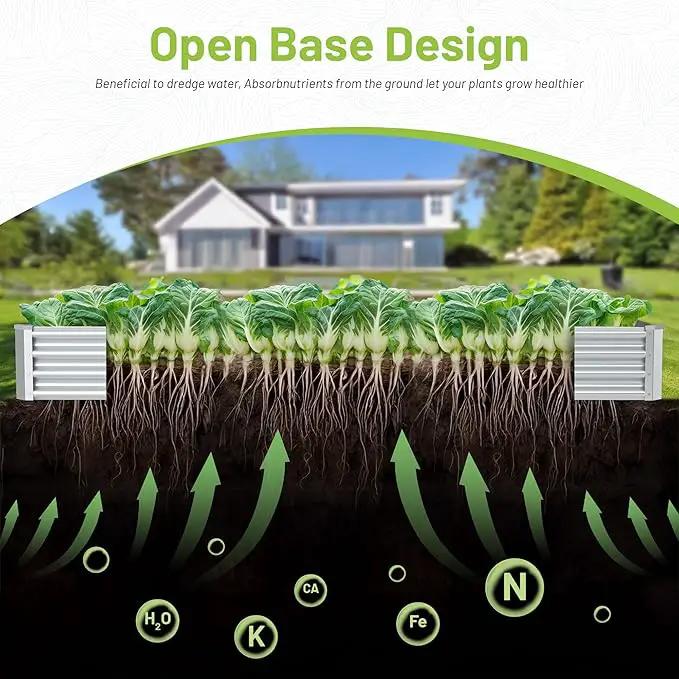 2PCS 8x4x1ft Raised Garden Bed-Outdoor Galvanized Planter Box for Vegetables, Fruits,Herbs, Flowers, Metal Raised Garden Bed kit-Sliver by GreenHaven Gardens