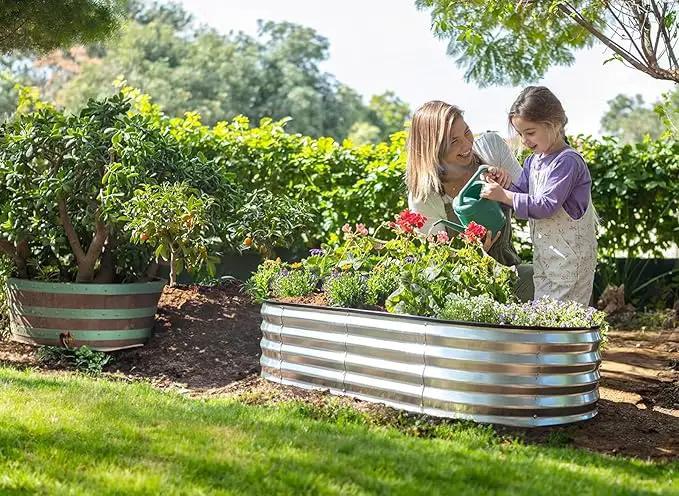 Galvanized Raised Garden Beds Outdoor // 4×2×1 ft (2-Pack) Planter Raised Beds for Gardening, Vegetables, Flowers // Large Metal Garden Box (Silver) // Patented Tool-Free Design by GreenHaven Gardens