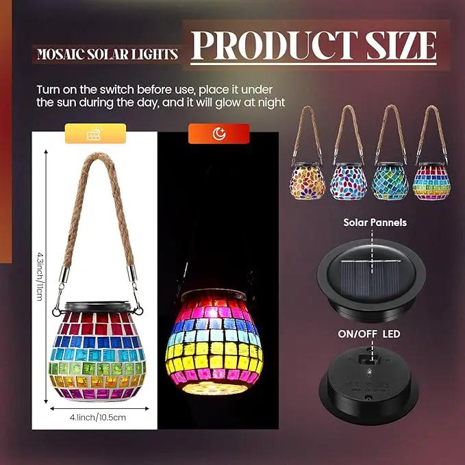 4 Pack Mosaic Solar Lights Outdoor Hanging Lanterns Waterproof Mosaic Lamp Decorative Solar Lanterns Night Lights for Garden, Patio, Yard, Holiday Party Decoration, 4 Pattern by GreenHaven Gardens