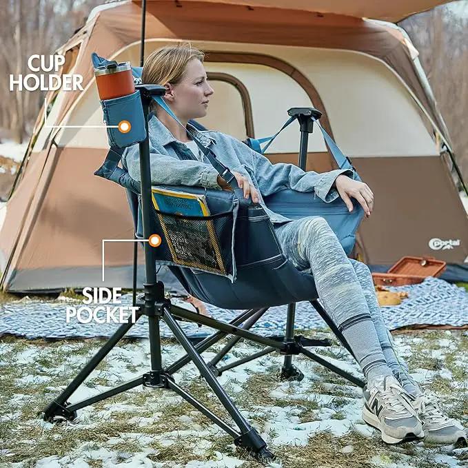 Portal Heated Hammock Camping Chair, Portable Outdoor Swinging Chairs, Rocking Chair for Adults with Adjustable Back and Height for Lawn Backyard Patio, Supports 400 lbs, Blue by GreenHaven Gardens