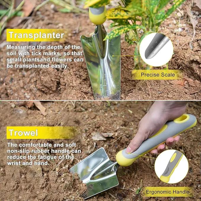 Garden Tool Set, Carsolt 10 Piece Stainless Steel Heavy Duty Gardening Tool Set for Digging Planting Pruning Gardening Kit with Durable Bag Gloves Gift Box Ideal Garden Gifts for Women Men by GreenHaven Gardens
