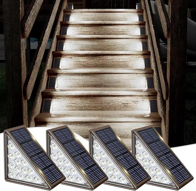 Solar Step Lights for Outside,4pack Solar Stair Lights Outdoor Waterproof IP67,Outdoor Deck Step Lights,Solar Outdoor Lights for Staircase,Patio,Front Step(Cool Brown) by GreenHaven Gardens