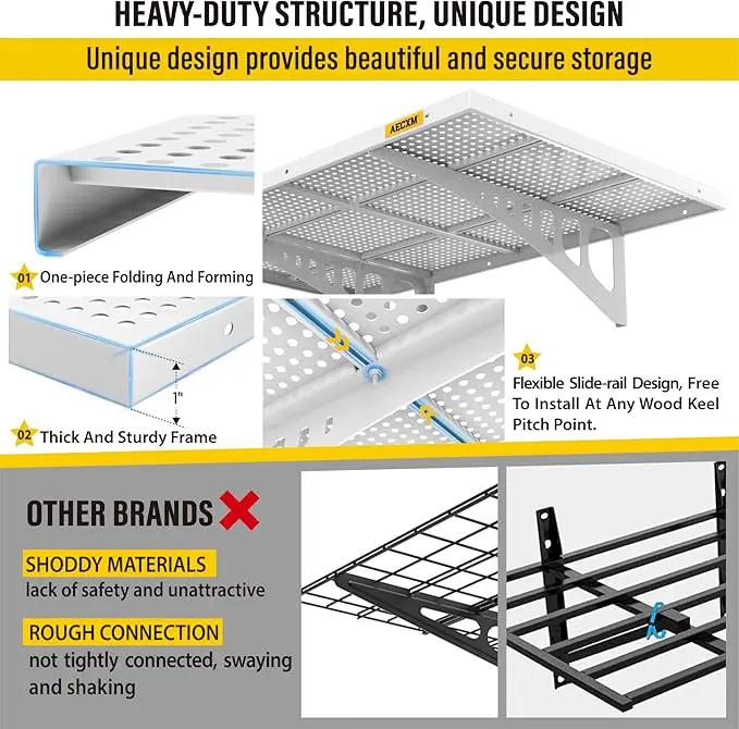 2-Pack 2x3ft Adjustable Garage Wall Shelving 560lbs Load Capacity Heavy Duty Wall Mounted Storage Shelf Metal Floating Shelves for Garage(White) by GreenHaven Gardens