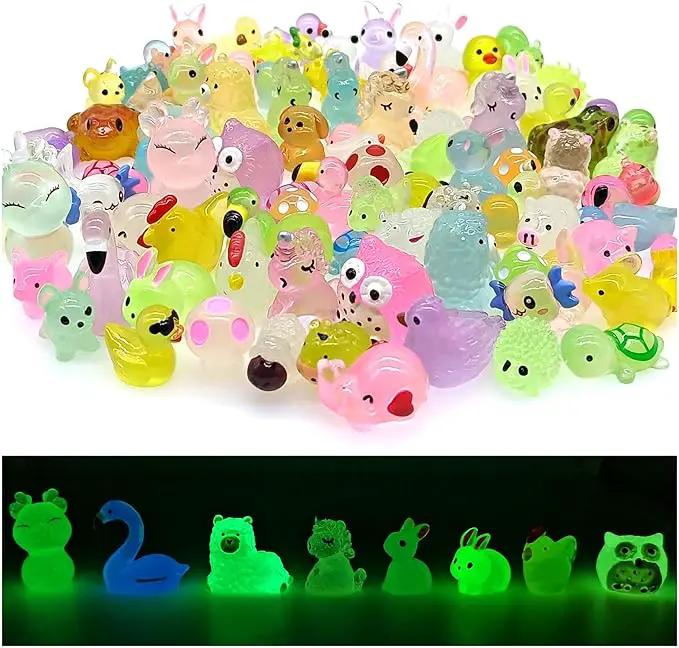 Luminous Woodland Mini Resin Animals Figures 100 Pcs Glow in The Dark Tiny Plastic Animals Small Little Miniature Animals Figurines for Hiding Miniature Fairy Garden Accessories by GreenHaven Gardens