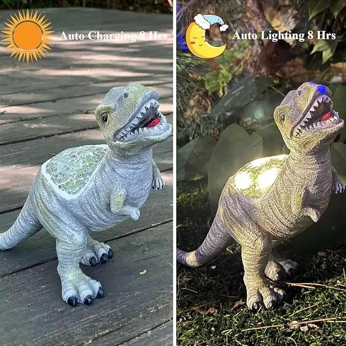 Outdoor Solar Statue Garden Decor, Dinosaur Garden Statues Outdoor Patio Lawn, Balcony Decoration, Solar Garden Outdoor Dinosaur Statues with LED Lights, Unique Gifts for Women by GreenHaven Gardens