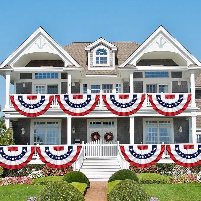 3x6 Ft 4 Pack American Pleated Bunting Fan Flags, Patriotic Half Fan Banner American Flag Decoration Bunting for Outside Red White and Blue Decor Independence Day Memorial Day 4th of july Decorations by GreenHaven Gardens