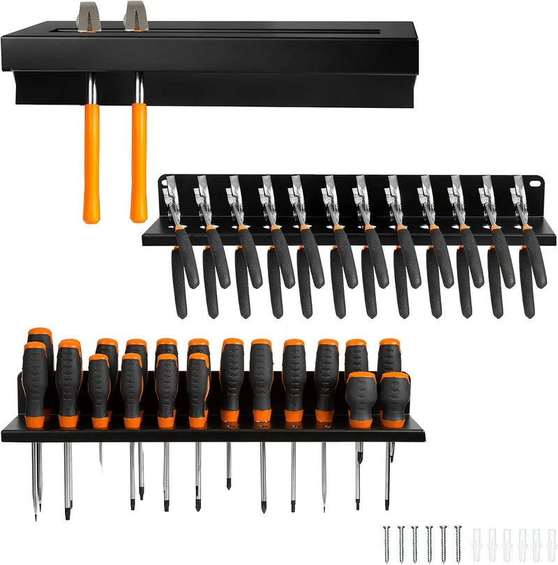 Metal Hand Tool Organizer, Hammer & Pliers and Screwdriver Storage Rack - Wall Mounted Holder for Workshop, Organizer and Storage by GreenHaven Gardens