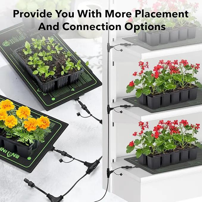 BN-LINK Seedling Heat Mat 10" x 20.75" 4 Pack Daisy Chainable Warm Hydroponic Heating Pad Waterproof for Seed Starting Germination, Indoor Gardening, Greenhouse by GreenHaven Gardens