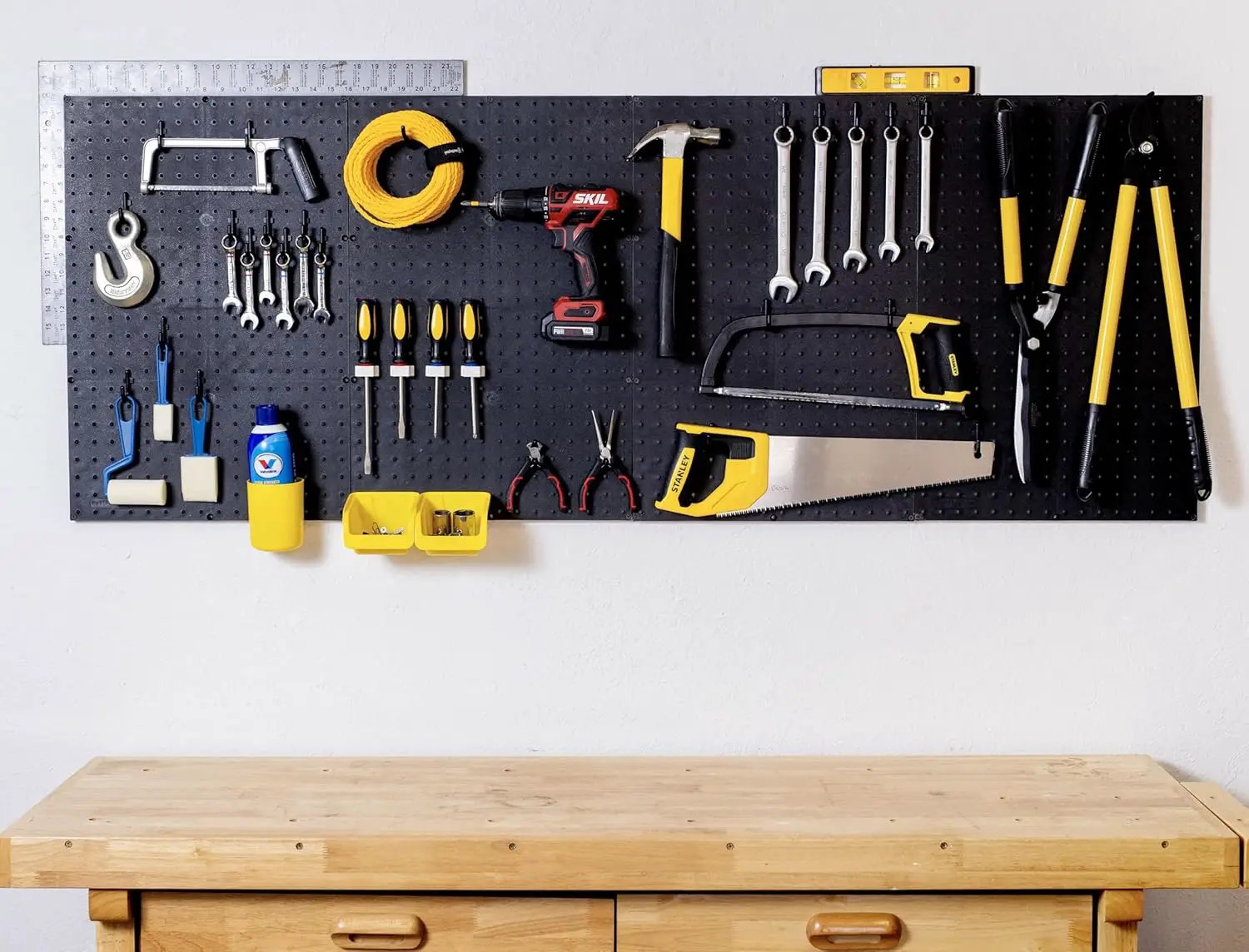 WallPeg Pegboard Panels Garage Organization - 12 ea (24"x16") Black Peg Board Panel Set - (PB-1-B) Tool Organizer, Crafts, Shop, Home, Office, Wall Storage Kit by GreenHaven Gardens