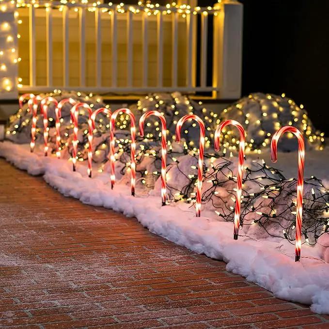 Joiedomi 17” Christmas Candy Cane Pathway Markers Lights with Stake, Set of 12 Christmas Candy Cane Stakes Lights for Christmas Party Walkway Patio Garden Holiday Outdoor Decoration by GreenHaven Gardens