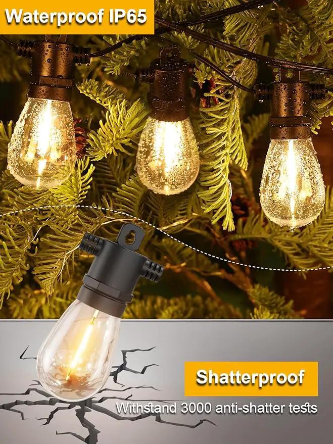 Svater Outdoor String Lights 150 FT, Patio Lights for Outside with Shatterproof Bulbs, IP65 Waterproof Commercial Grade LED Hanging Light for Backyard Bistro Market Cafe, Black by GreenHaven Gardens