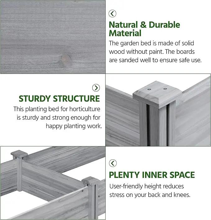 Yaheetech 8×2ft Wooden Horticulture Raised Garden Bed Divisible Elevated Planting Planter Box for Flowers/Vegetables in Backyard/Patio Outdoor, Gray, 95 x 25 x 11in by GreenHaven Gardens