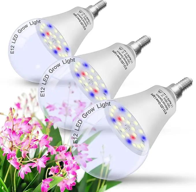 E12 Candelabra Grow Light Bulbs for Indoor Plants Full Spectrum,Small Base Grow LED Lamp Bulb 10W with Balanced Spectrum 5000K Red Blue for Seeds Greens Laboratory,School,Greenhouse, Hydroponic,3Pack by GreenHaven Gardens