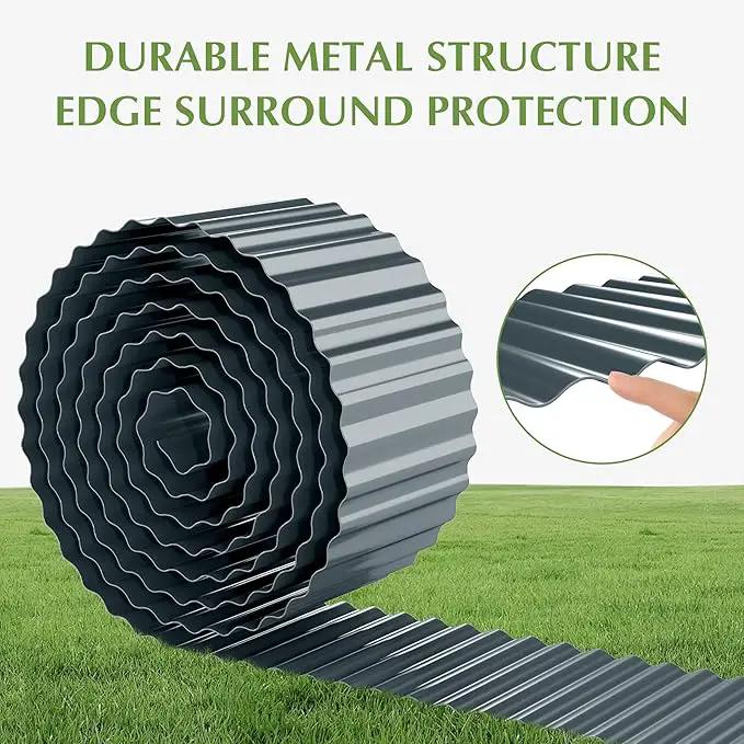 Metal Garden Edging Border, Corrugated Steel Landscaping, DIY for Lawn (Black, 10 Inch x 20FT) by GreenHaven Gardens