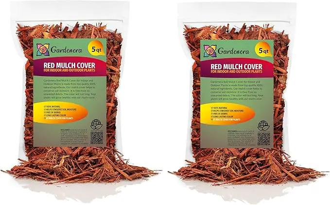 Red Mulch - Improve Soil Fertility and Insulate Plant Roots - 10 QUARTS by GreenHaven Gardens