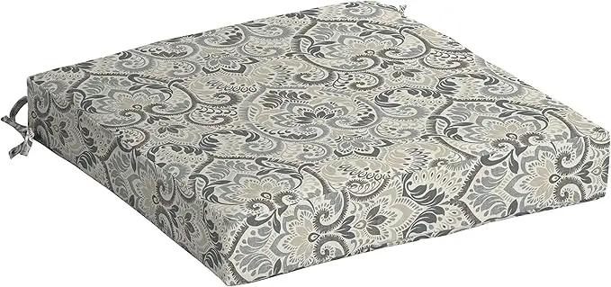 Arden Seat Cushion, 21 x 21, Rain-Proof, Fade Resistant, Cushion for Patio Dining, Adirondack, and Outdoor Chairs Neutral Aurora Damask by GreenHaven Gardens