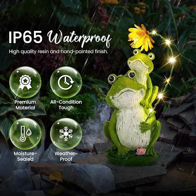 GIGALUMI Solar Garden Statues Loving Frog Garden Decor Figurine Lights for Outside, Yard Decorations Outdoor Patio Decor, Gardening Gifts for Women by GreenHaven Gardens