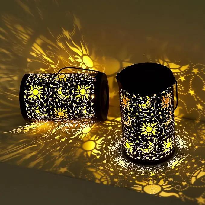 Solar Lanterns Outdoor Hanging Waterproof Metal Sun Moon Star Pattern Lanterns for Garden Patio Yard Lawn Front Porch Decor as Birthday Gifts for Mom Grandma Women by GreenHaven Gardens