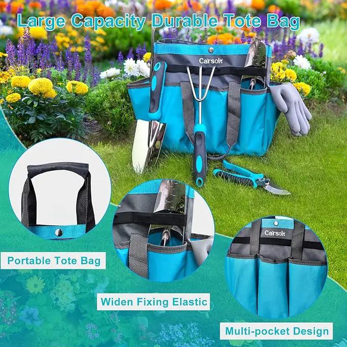 Gardening Tools, Carsolt 10 Piece Heavy Duty Stainless Steel Garden Tools Set with Ergonomic Rubber Handle. Variety of Gardening Hand Tools for Planting Gardening Kit with Gift Box Ideal Garden Gifts by GreenHaven Gardens