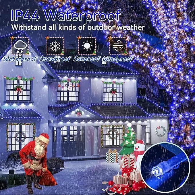 Hezbjiti 2 Pack 1000 LED 403 FT Christmas String Lights Outdoor, 8 Lighting Modes IP44 Waterproof Fairy Lights with Timer and Dimmable Function for Party Tree Decorations (Blue, Clear Wire) by GreenHaven Gardens