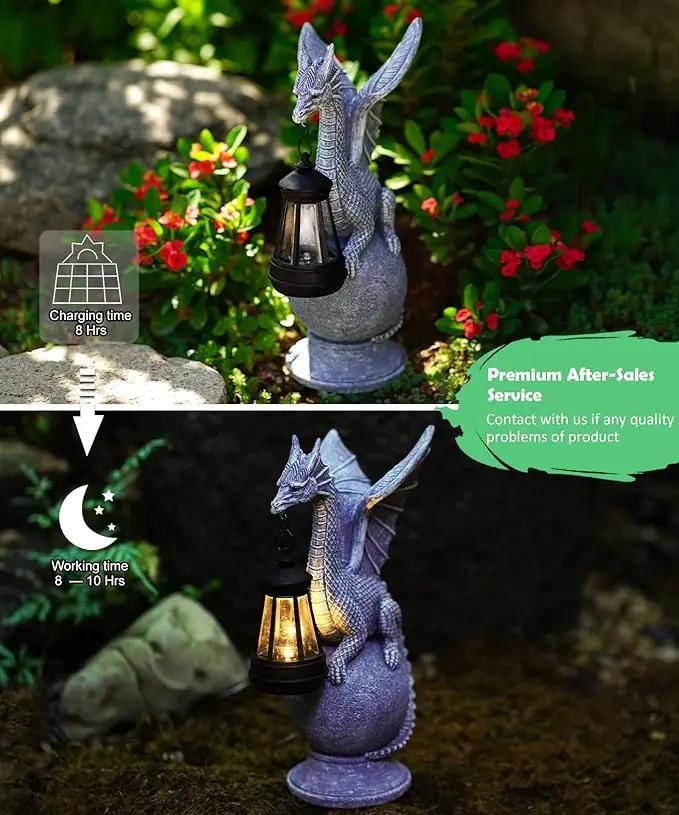 Dragon on Ball with Solar Lantern Statues: Garden Decor Outdoor Decorations Art Figurine for Patio Balcony Yard Lawn by GreenHaven Gardens