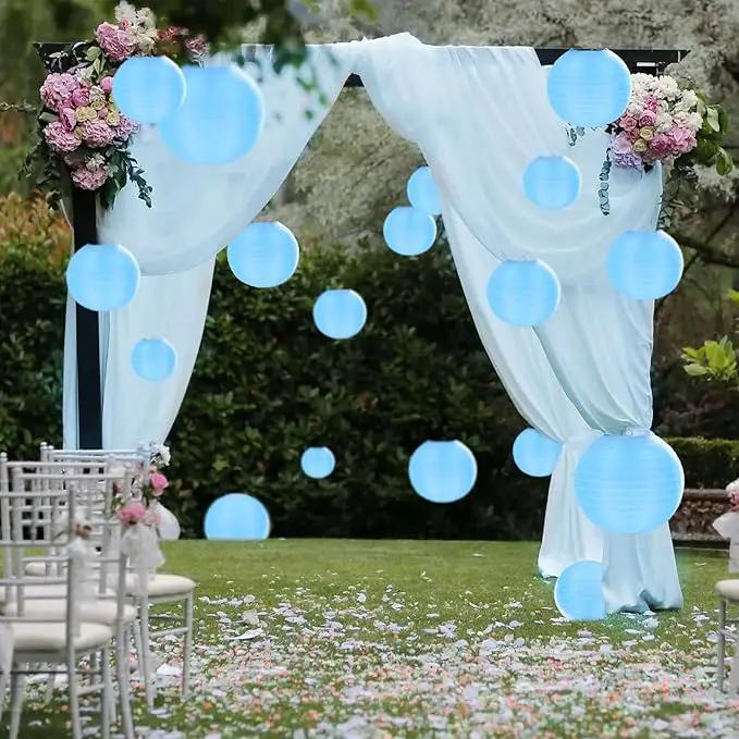 10 Pack Outdoor Silk Lanterns Decorative, 10inch Waterprooof Outside Indoor Chinese Hanging Round Lanterns for Weddings, Birthdays, Parties Decoration(Blue) by GreenHaven Gardens