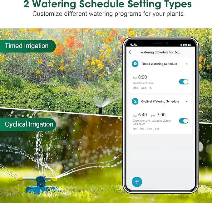 Smart Hose Watering Timer with Wi-Fi Hub, Automate Water & Sprinkler Schedules for Lawn, Garden, & Yard Care, Compatible with Alexa Green-Brass Inlet & Plastics Outlet (2-Outlet) by GreenHaven Gardens