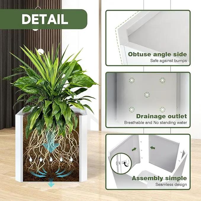 Steel Planter Box-26"x26"x26"-Large Square Planter Box-Outdoor Indoor-Cube Steel Planter Heavy Duty White Metal Planter Flower Pot Commercial Residential for Home Garden Porch Hotel Patio by GreenHaven Gardens