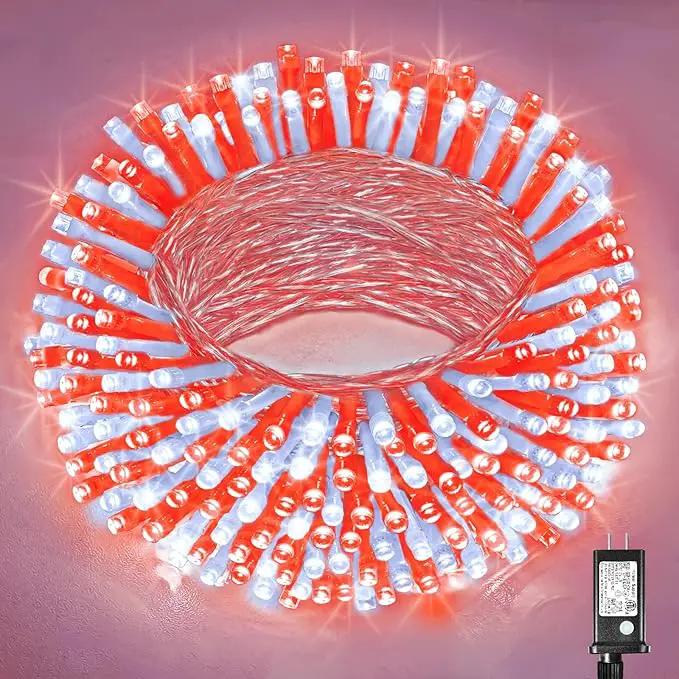 300 LED Christmas Lights Outdoor - 99ft Extra Long Christmas String Lights 8 Modes Plug in Waterproof Fairy Lights with Timer Memory for Indoor Outside Bedroom Home Party Decoration, Red&White by GreenHaven Gardens