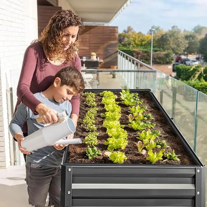 KING BIRD Raised Garden Bed with Legs Galvanized Large Elevated Planter Box for Backyard, Patio, Balcony, 600lb Capacity, Dark Grey 70.9x22.8x31.5 in by GreenHaven Gardens