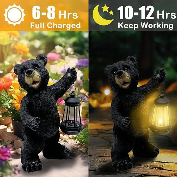 Solar Lantern Garden Statues Decor, Outdoor Bear Figurine Lights for Yard Patio Decoration - Unique Christmas Housewarming Gift for Grandma Wowen Mom by GreenHaven Gardens