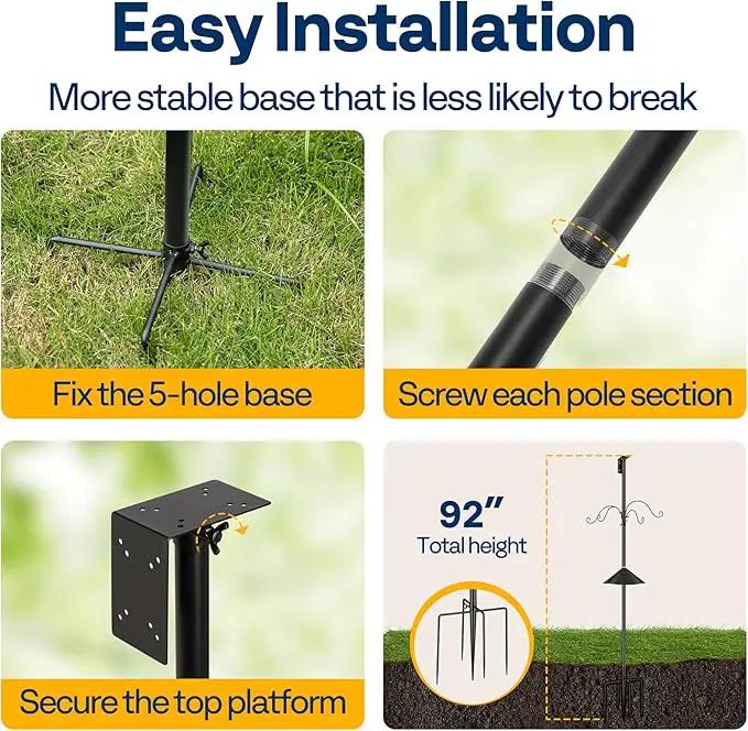 VIVOHOME 106 Inch Bird Feeder Pole, Heavy Duty Adjustable Bird House Stand Pole for Outdoor, Bird House Pole Mount Kit with 5 Prong by GreenHaven Gardens