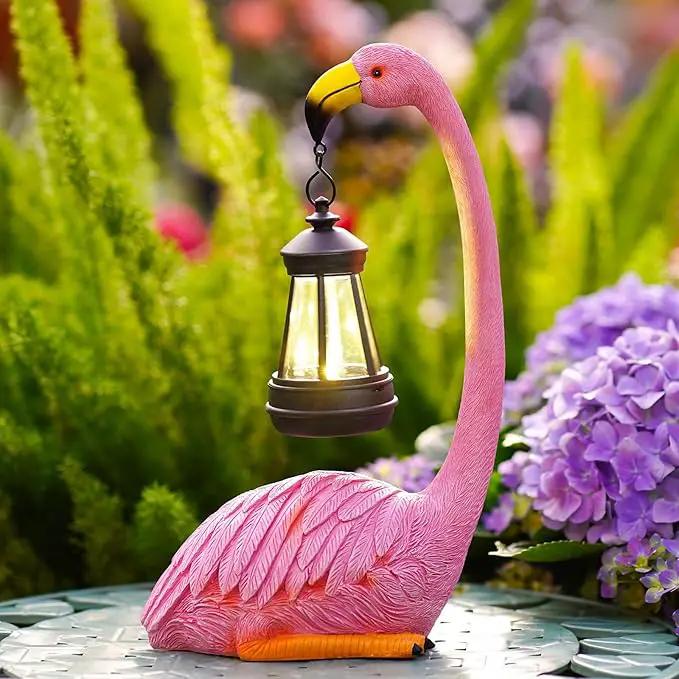 Solar Flamingo Statues for Garden Decor: Outdoor Figurines Sculpture with Lantern for Lawn Patio Yard Balcony - Gifts for Mom Grandma by GreenHaven Gardens