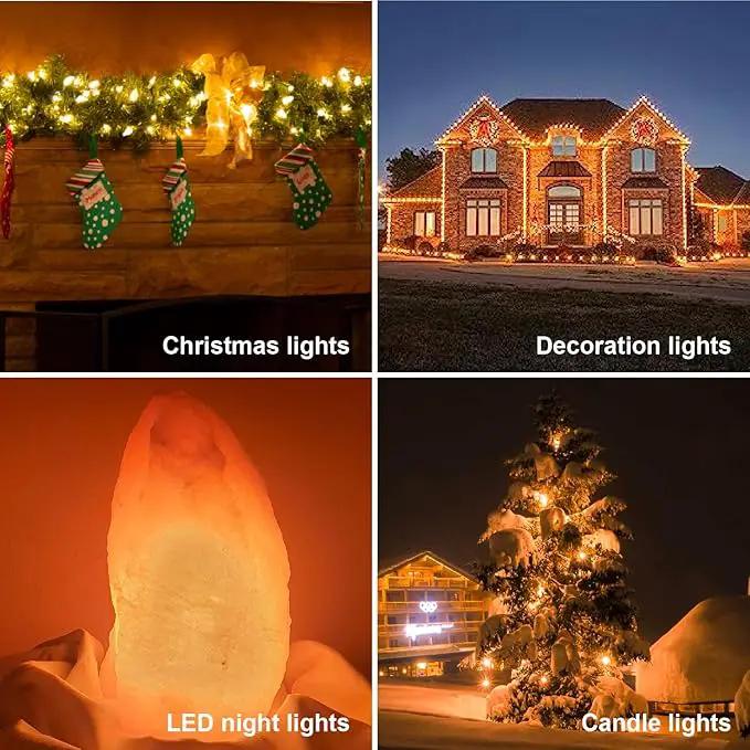 C9 Christmas Replacement LED Light Bulbs, E17 Base Commercial Grade Holiday Bulbs, 4W 5W 6W 7W Incandescent Equivalent, Warm White 2200K, Clear Plastic Bulbs for Christmas String Light - 50 Pack by GreenHaven Gardens