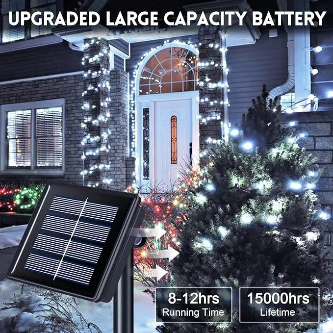 2 Pack Total 400 LED White Solar Christmas Lights, 75.5 Ft 8 Modes Solar String Lights Outdoor Waterproof, Solar Lights for Christmas Wedding Decor Tree Party Patio Decorations by GreenHaven Gardens