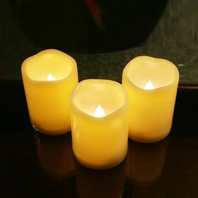 iZAN 3-Pack Outdoor Flameless LED Battery Operated Candles with Remote Waterproof Flickering Electric Pillar Candles for Halloween Chirstmas Home Wedding Party Festival Décor Long Battery Life 3”x4” by GreenHaven Gardens
