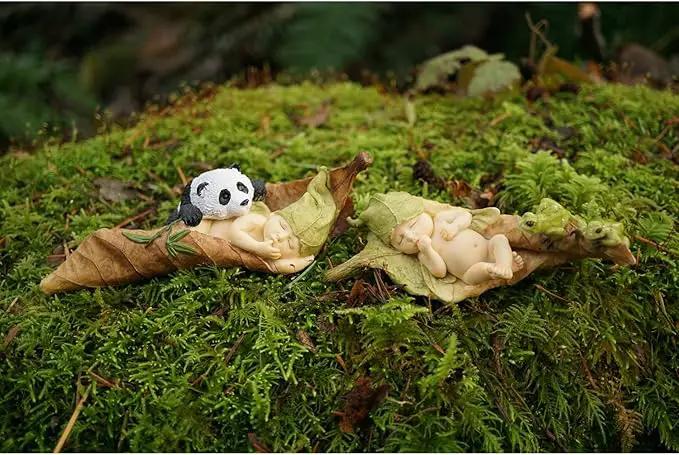Top Collection Miniature Fairy Garden and Terrarium Statue, Sleeping Fairy Baby with Frogs by GreenHaven Gardens