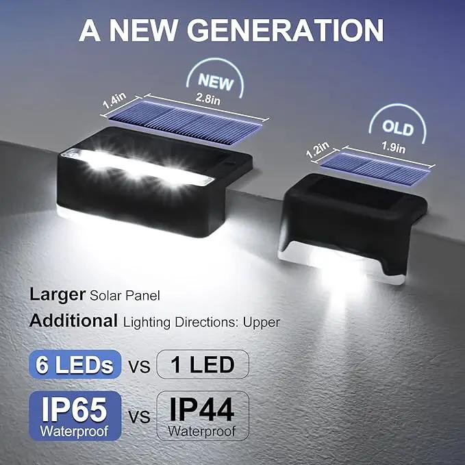 SOLPEX Solar Fence Lights, 6 LEDs Solar Lights Outdoor Waterproof Solar Powered for Deck, Stair, Front Porch, Balcony, Walkway, Garden, Yard, Patio, Pool Decor, IP65 Waterproof (16 Pack, Cold White) by GreenHaven Gardens