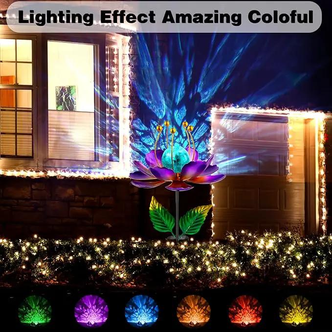 Solar Wind Spinner, 38 Inch Metal Stake Yard Spinners,Solar Powered Multi-Color LED Glass Ball with Kinetic Wind Sculpture Spinner Windmills for Yard by GreenHaven Gardens