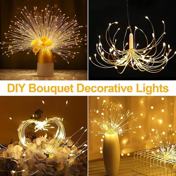 Firework Lights, 8 Pack LED Copper Wire Fireworks Lights Fairy Lights Christmas Fireworks Hanging Dimmable String 8 Modes Waterproof with Remote Control for Christmas Wedding Garden by GreenHaven Gardens