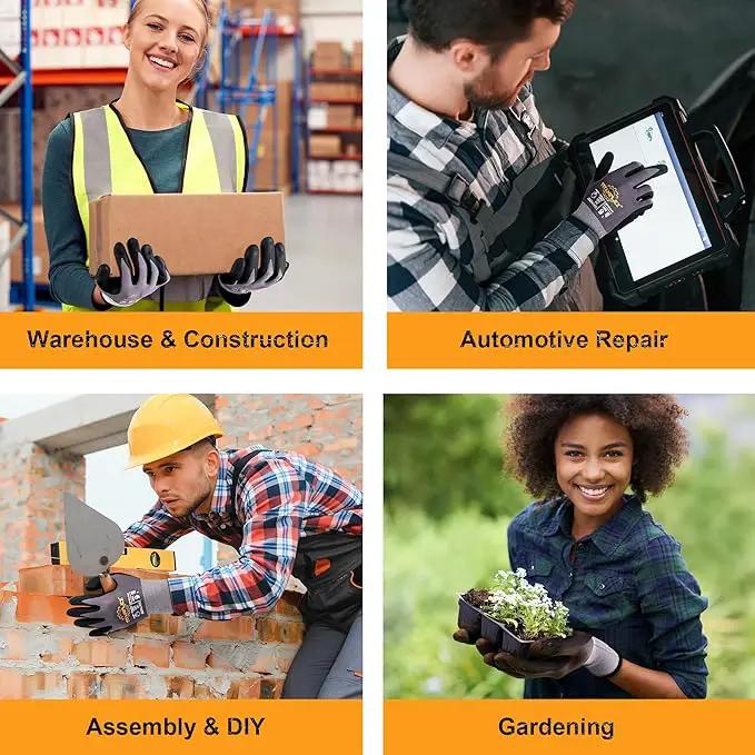 TitanFlex Work Gloves Microfoam Nitrile Coated Men Women, Safety Warehouse Gloves with Grip, Touchscreen, Seamless Knit Nylon by GreenHaven Gardens
