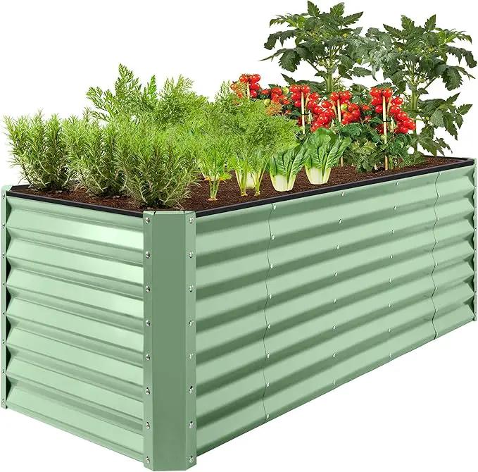 Best Choice Products 8x2x2ft Outdoor Metal Raised Garden Bed, Rectangular Deep Root Planter Box for Vegetables, Flowers, Herbs, and Succulents w/ 239 Gallon Capacity - Sage Green by GreenHaven Gardens