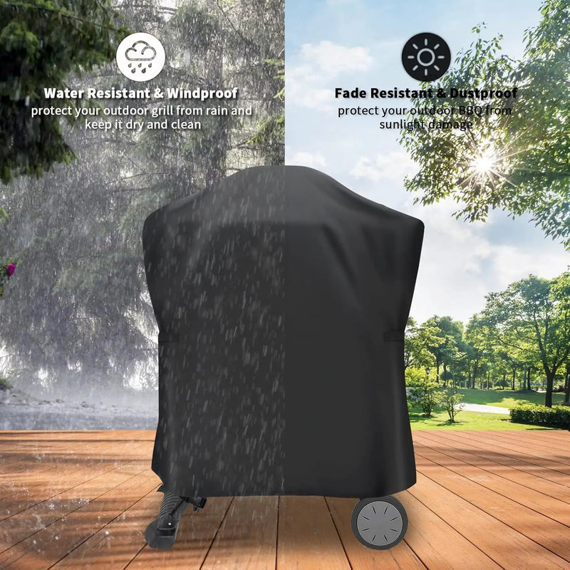 Grill Cover for Weber Q Series Grill on Cart, Waterproof BBQ Cover for Weber Q2000/Q200/Q1000/Q100 on Portable Stand-Weather Resistant by GreenHaven Gardens