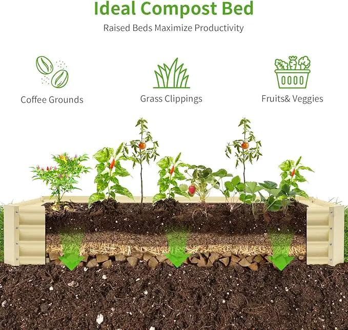 Land Guard 8×4×1ft Galvanized Metal Raised Garden Bed, Metal Planter Kit Box Outdoor for Deep-Rooted Vegetables, Flowers, Green and Herbs (Cream Yellow)… by GreenHaven Gardens