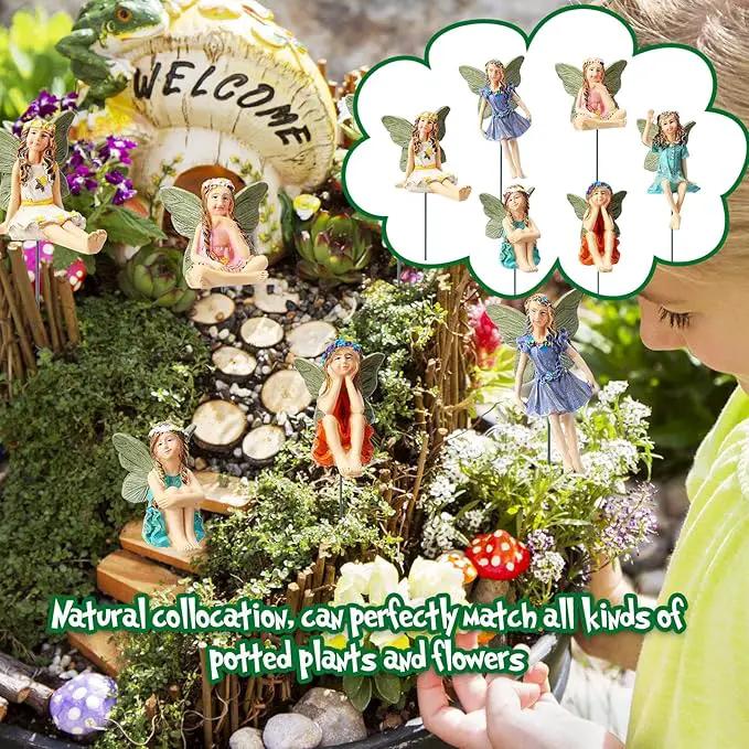 Bucherry 12 Pieces Garden Mini Fairies Figurines Miniature Fairy Sculpture Decoration Tiny Garden Accessories for Home Outdoor Yard Lawn Flower Pot Decor(Elegant) by GreenHaven Gardens
