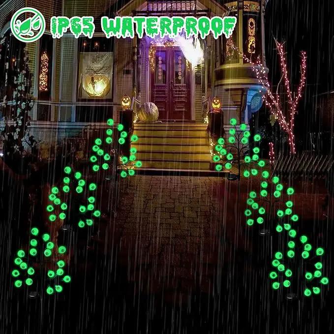 Solar Halloween Eyeball Pathway Lights Decorations, 3D Lighted Eyeball Stake Lights, 2 Pack 40 LED Halloween Lights, Outdoor Waterproof for Garden, Pathway and Yard Decoration by GreenHaven Gardens