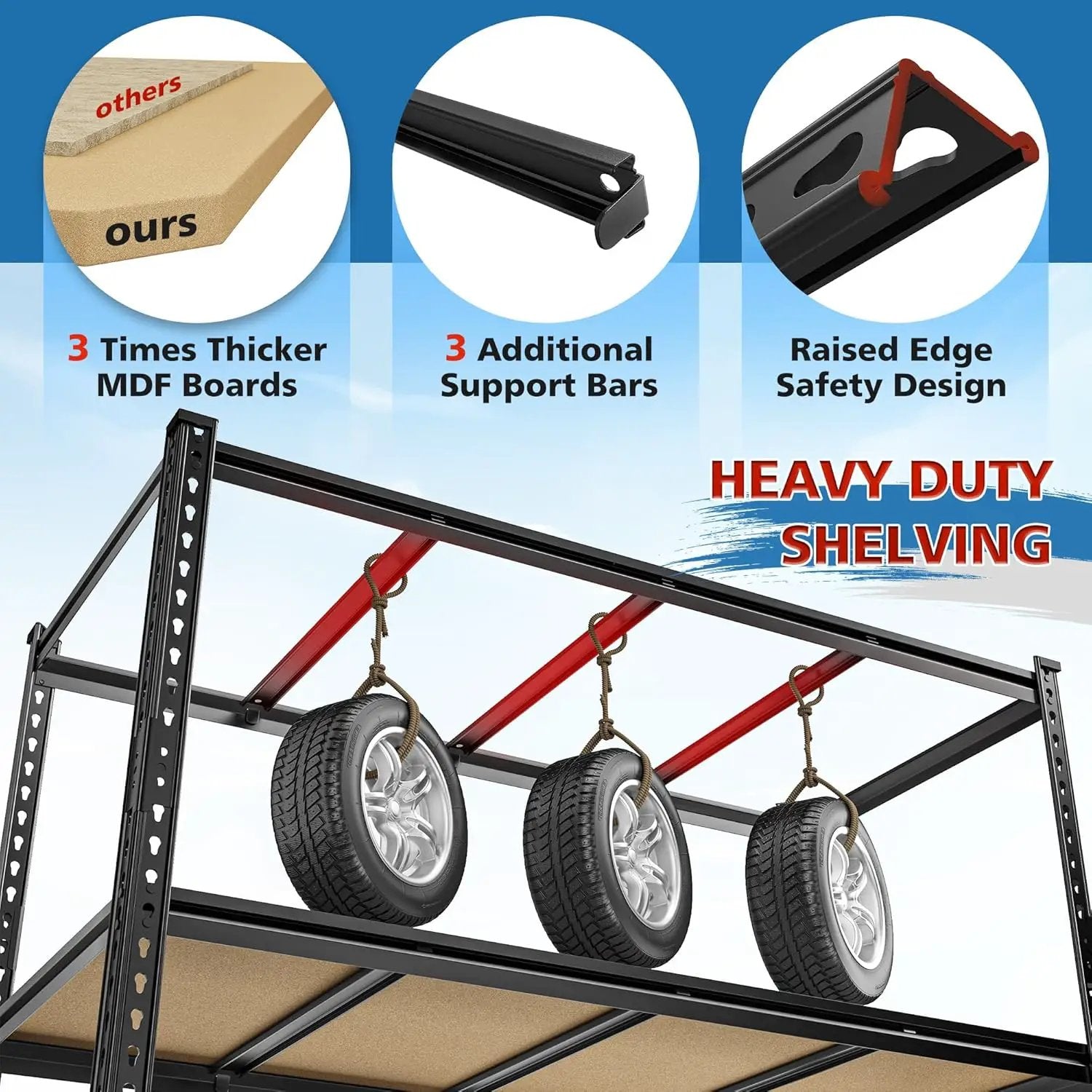 59.8"W Garage Shelving 72"H Storage Shelves 2750LBS Metal Shelving Heavy Duty Garage Shelves Adjustable 5 Tier Metal Shelf for Basement Warehouse Pantry Supermarket 59.8"W x 24"D x 72"H by GreenHaven Gardens