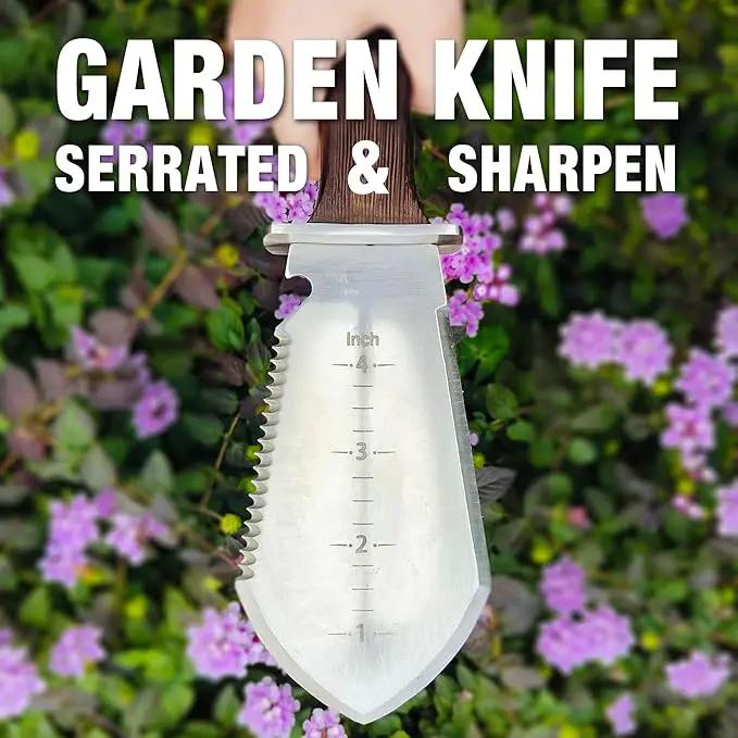 Hori Hori Garden Knife Heavy-Duty Small Gardening Trowel, for Quick Digging, Cutting, Weeding by GreenHaven Gardens