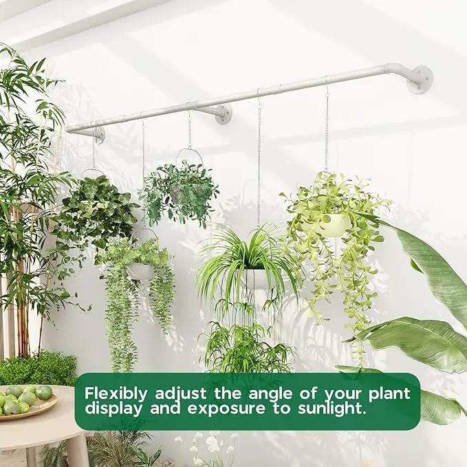 Bamworld Hanging Planters for Indoor Plants Plant Hanger Indoor Hanging Plant Holder Window Plant Shelves Metal Rod(Pot&Plant Not Included) 70in White by GreenHaven Gardens